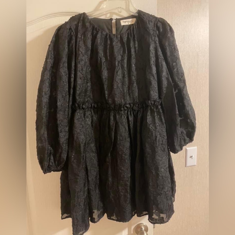 Impressions Black Textured Babydoll Dress